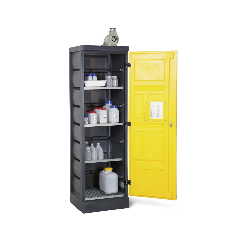 Imagen del producto: Denios armario para productos químicos de PE, Al x An x F 1.990 x 610 x 640 mm, 3 cubetas + 1 rejilla galvanizada
