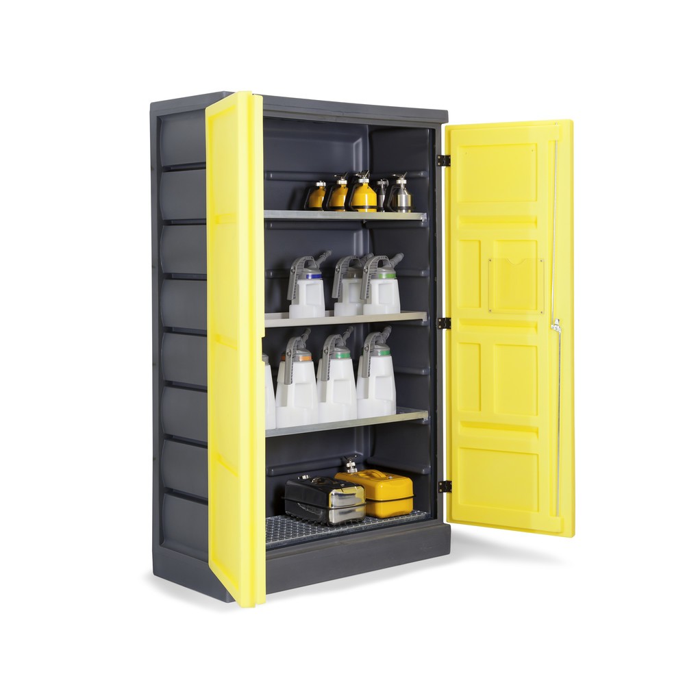 Número de imagen del producto 6: Denios armario para productos químicos de PE, Al x An x F 1.990 x 1.225 x 640 mm, 3 cubetas + rejilla galvanizada
