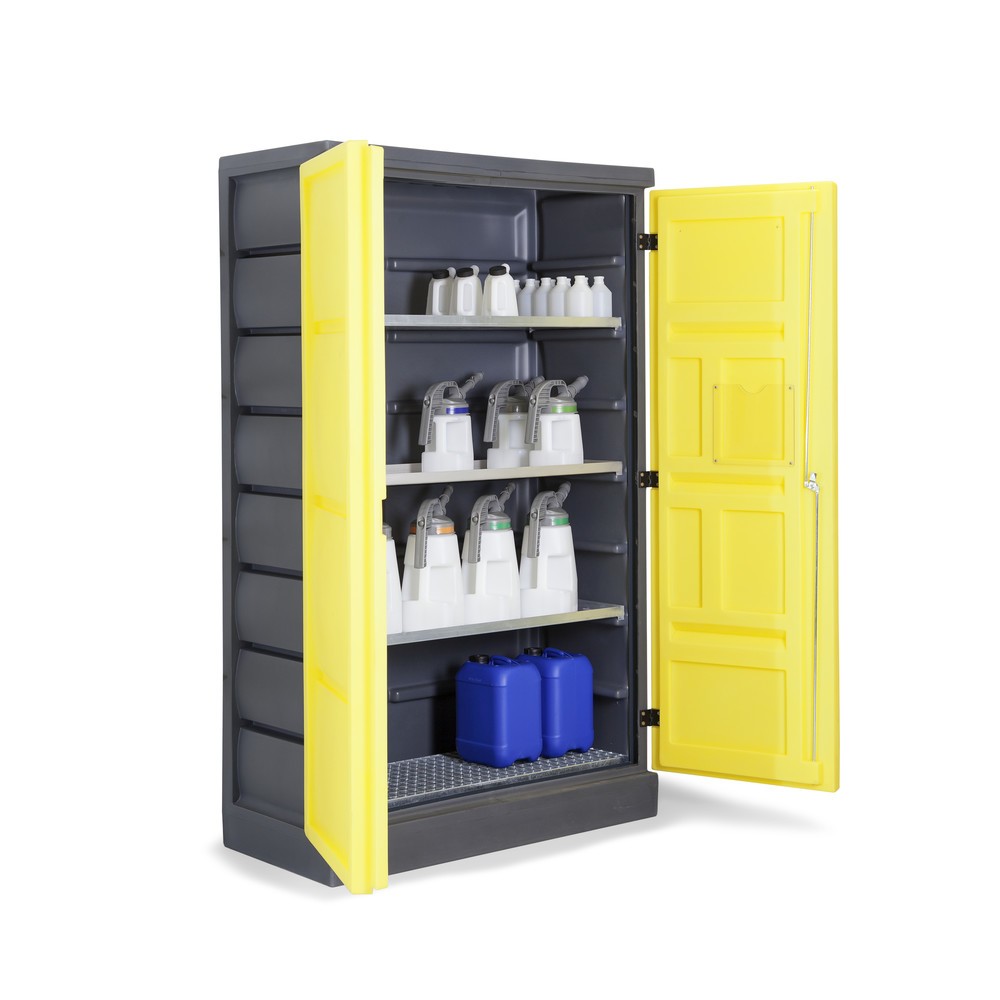 Número de imagen del producto 7: Denios armario para productos químicos de PE, Al x An x F 1.990 x 1.225 x 640 mm, 3 cubetas + rejilla galvanizada
