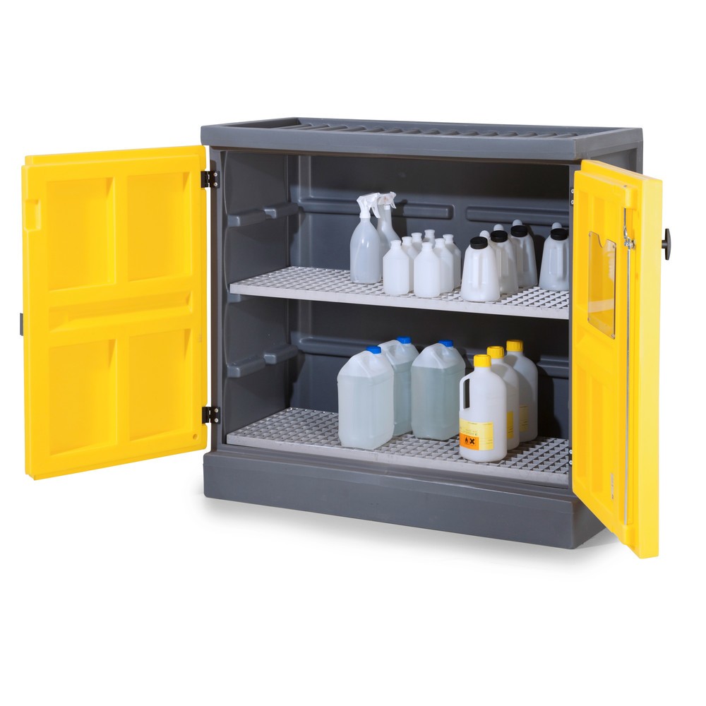 Imagen del producto: Denios armario para productos químicos de PE, Al x An x F 1.130 x 1.225 x 640 mm, 2 rejillas de acero inoxidable
