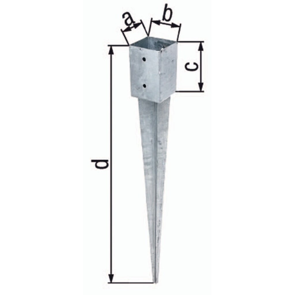 Produktabbildung: GAH Einschlagbodenhülse, Stahl roh feuerverzinkt, a71xb71xc150xd750mm