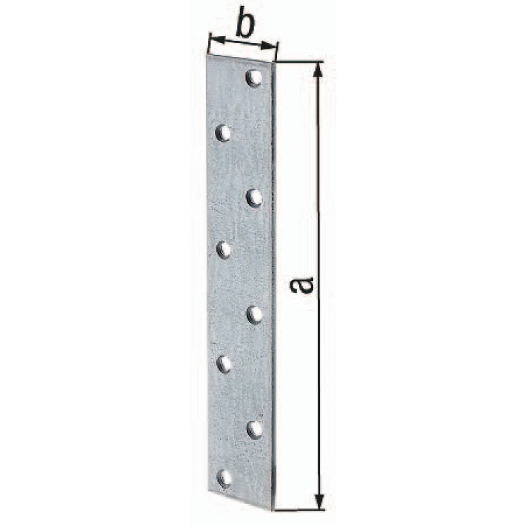 GAH Flachverbinder, Stahl sendzimirverzinkt, Länge 170 mm Breite 30 mm Stärke 3 mm, Anzahl Löcher 8 Produktabbildung: GAH Flachverbinder, Stahl sendzimirverzinkt, Länge 170 mm Breite 30 mm Stärke 3 mm, Anzahl Löcher 8