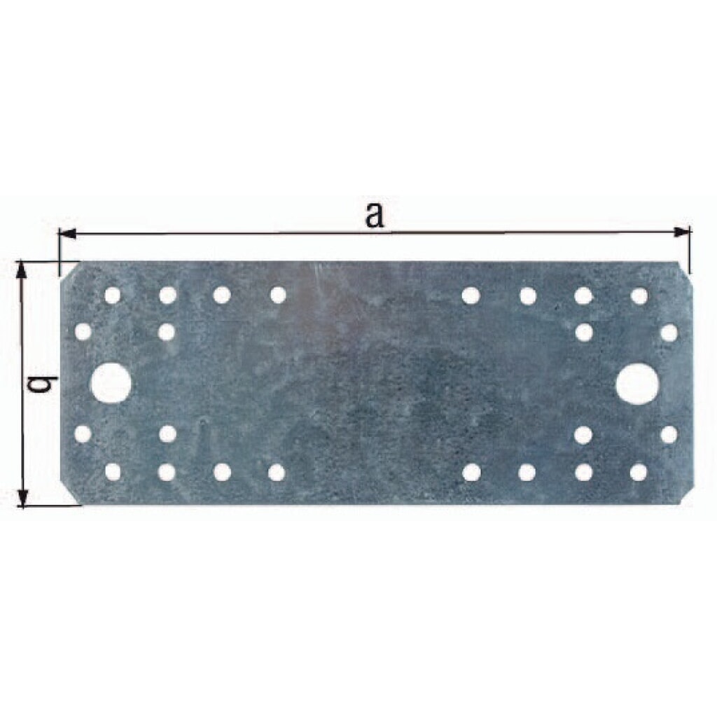 GAH Flachverbinder EN 14545:29-2, Stahl sendzimirverzinkt, Länge 80 mm Breite 40 mm Stärke 2 mm, Anzahl Löcher 8 Produktabbildung: GAH Flachverbinder EN 14545:29-2, Stahl sendzimirverzinkt, Länge 80 mm Breite 40 mm Stärke 2 mm, Anzahl Löcher 8