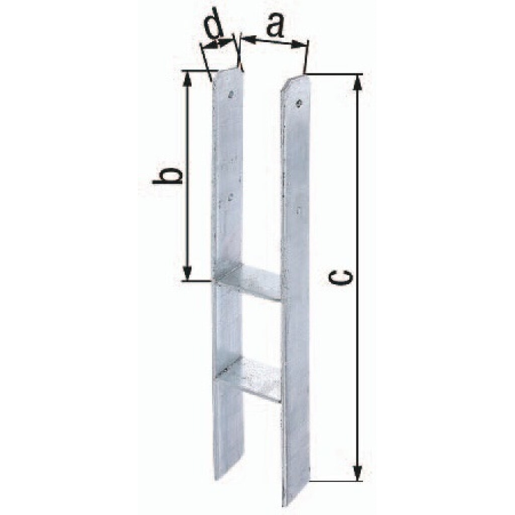 GAH H-Pfostenträger ETA-10/0210, Stahl roh feuerverzinkt, 71x300x600x60mm Produktabbildung: GAH H-Pfostenträger ETA-10/0210, Stahl roh feuerverzinkt, 71x300x600x60mm