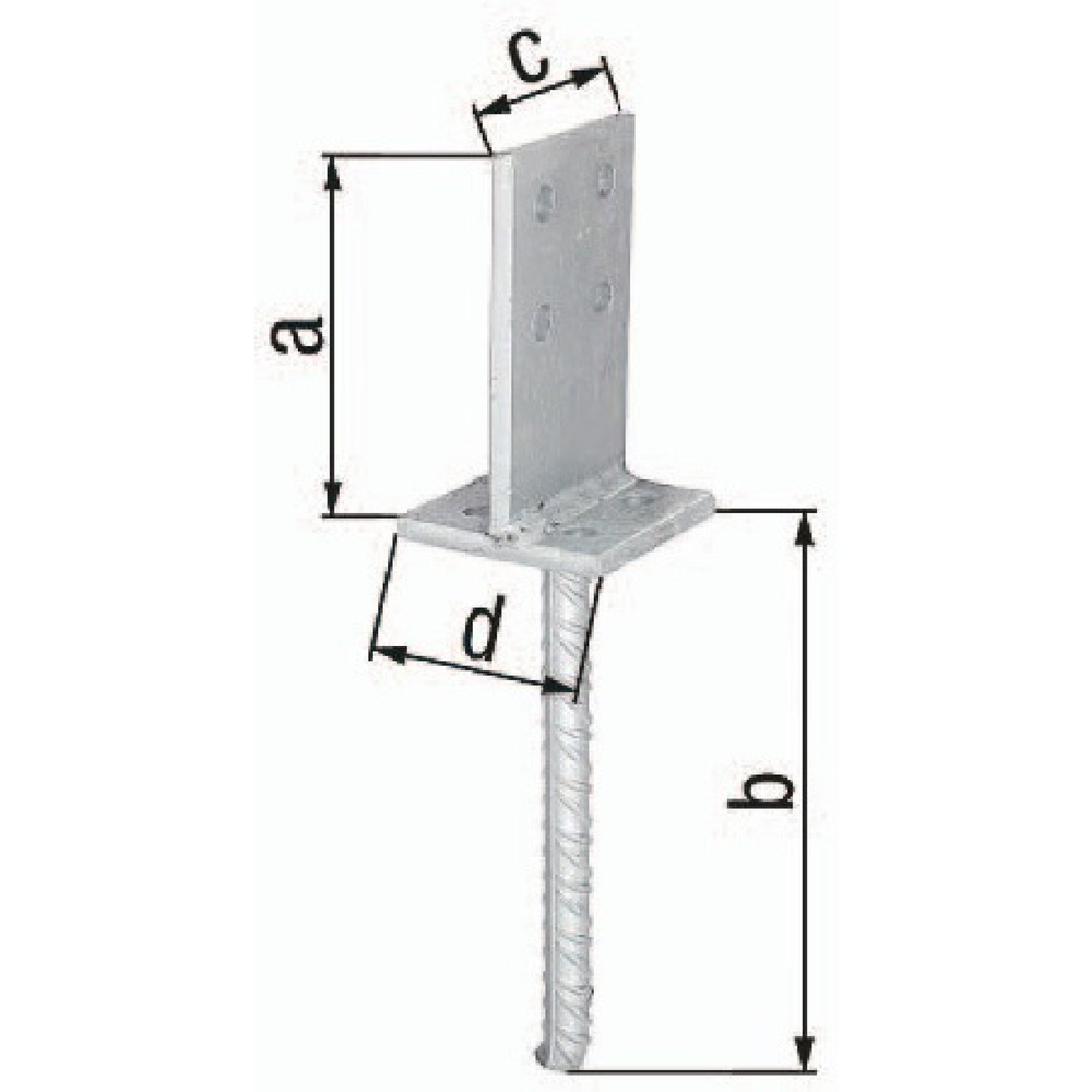 Produktabbildung: GAH T-Pfostenträger, Stahl roh feuerverzinkt, 130x200x80x80mm