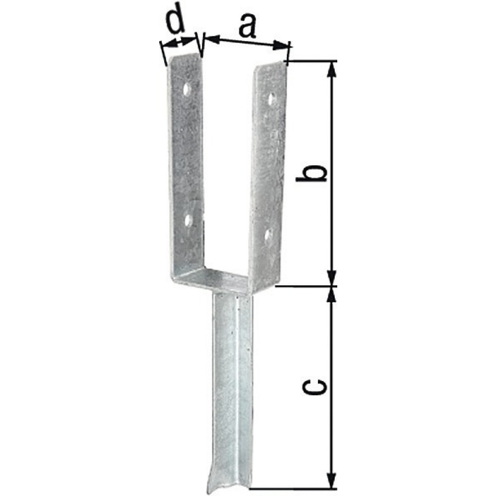 GAH U-Pfostenträger ETA-10/0210, feuerverzinkt, 91x200x200x50mm, mit Betonanker aus T-Eisen Produktabbildung: GAH U-Pfostenträger ETA-10/0210, feuerverzinkt, 91x200x200x50mm, mit Betonanker aus T-Eisen