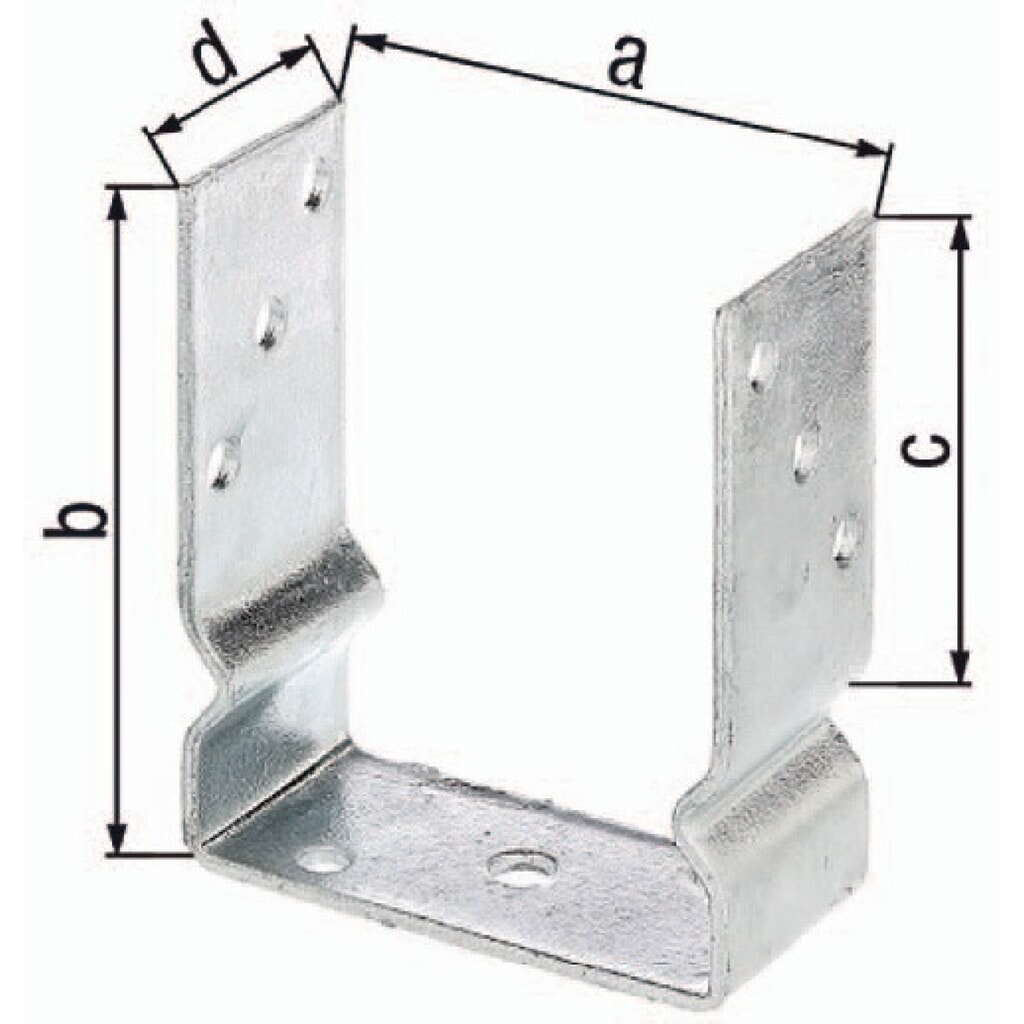 Produktabbildung: GAH U-Pfostenträger ETA-10/0210, feuerverzinkt, 71x150x100x60mm, zum Aufschrauben