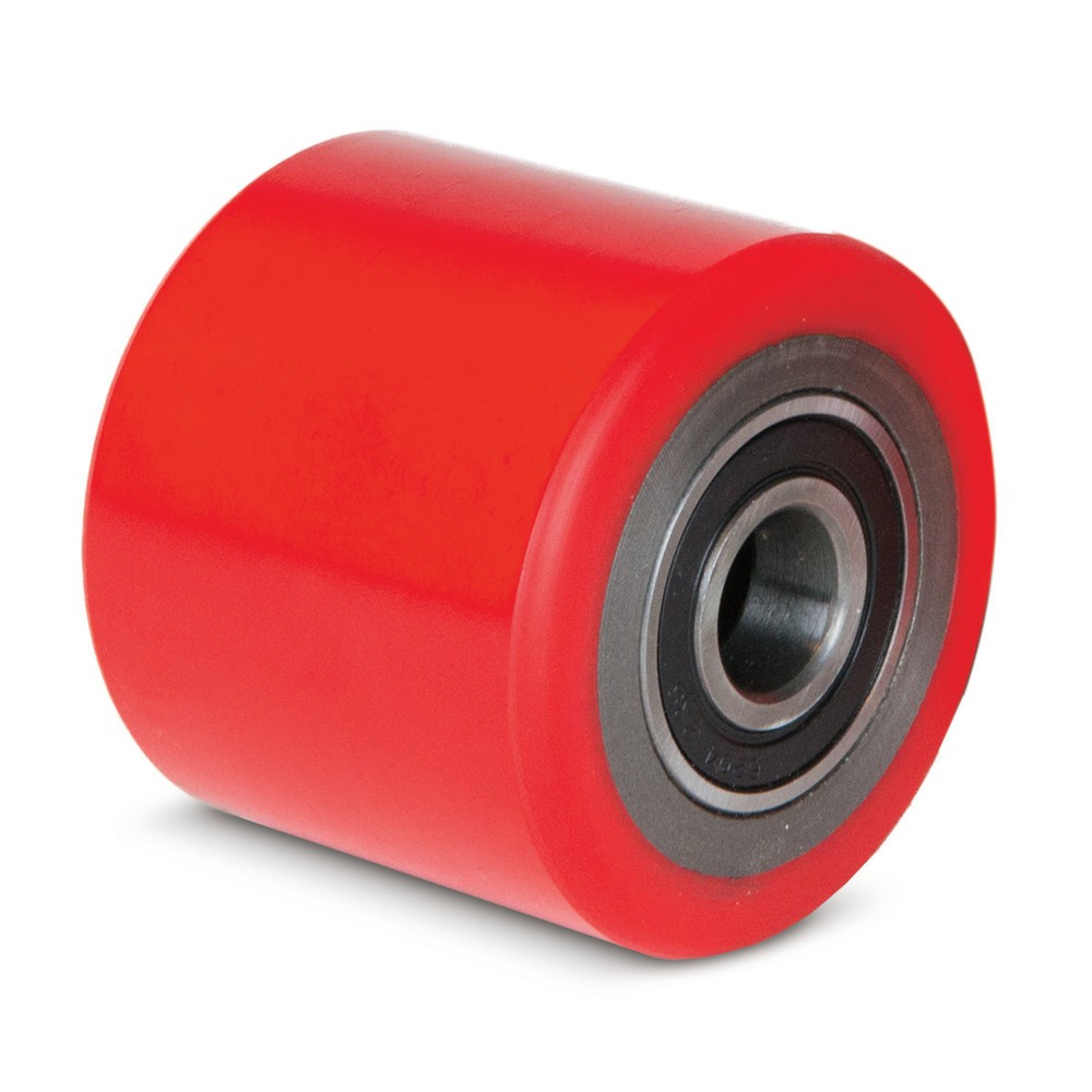 Illustration du produit: Galet de fourche pour transpalette manuel Ameise® type ACY20, simple, PU, Ø x l 74 x 93 mm, rouge