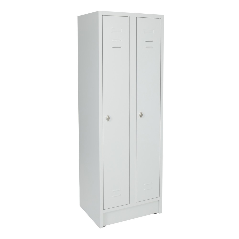Product afbeelding: Garderobekast met sokkel HEMMDAL HG-S-2, draaivergrendeling, 2 compartimenten, lichtgrijs