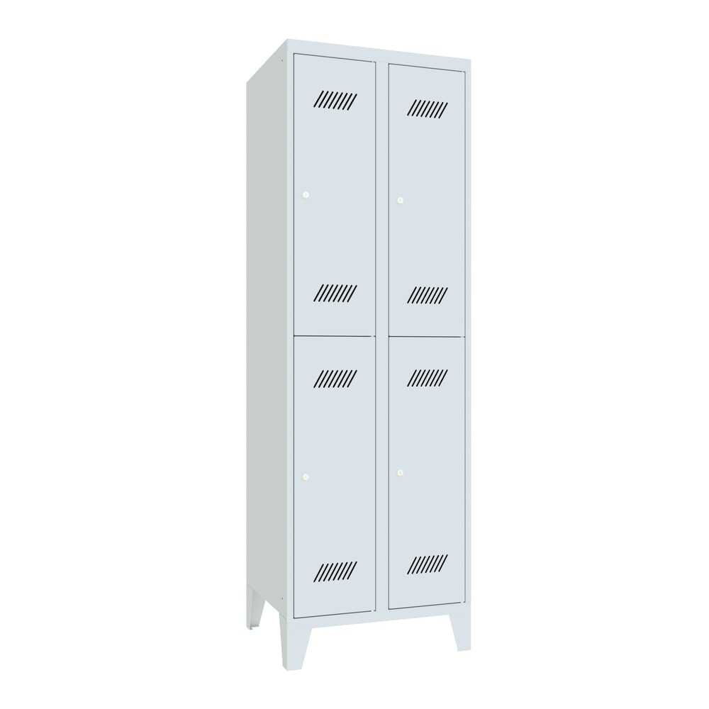 Product afbeelding: Garderobekast PAVOY met poten + cilinderslot, met 2 etages, 4 vakken, hxbxd 1.850 x 630 x 500 mm, lichtgrijs, lichtgrijs