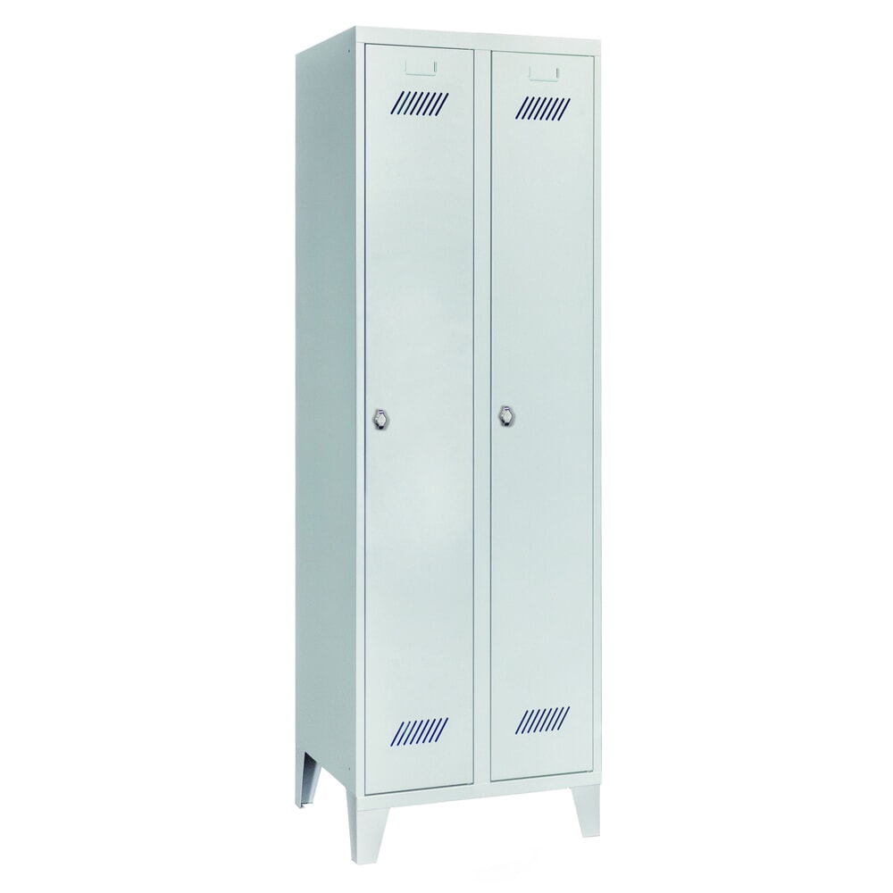 Product afbeelding: Garderobekast PAVOY met poten + draaivergrendeling, 2 compartimenten, hxbxd 1.850 x 630 x 500 mm, lichtgrijs, lichtgrijs