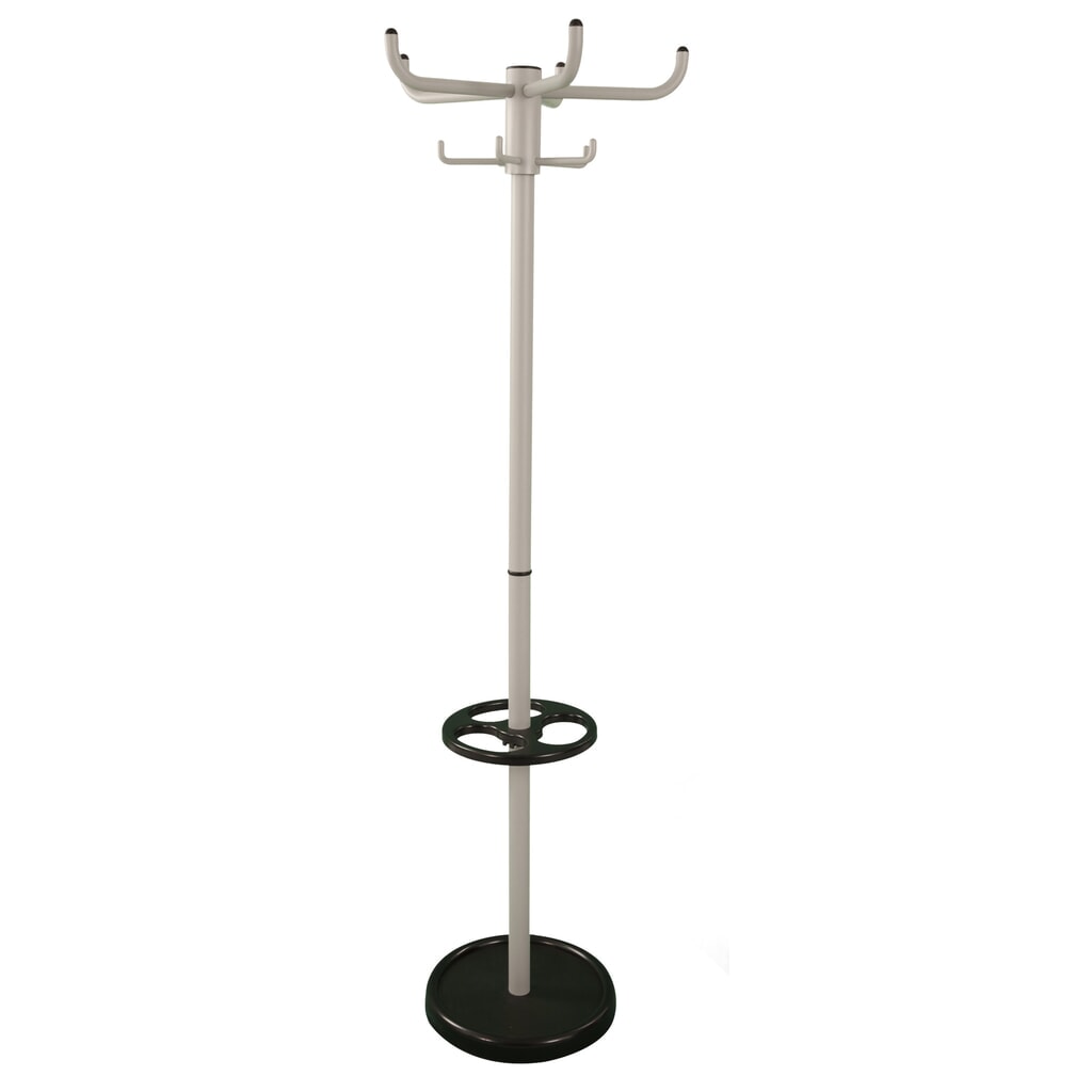 Produktabbildung Nr. 1: Garderobenständer, freistehend, 10 Haken, mit Regenschirmhalter, grau, schwarz
