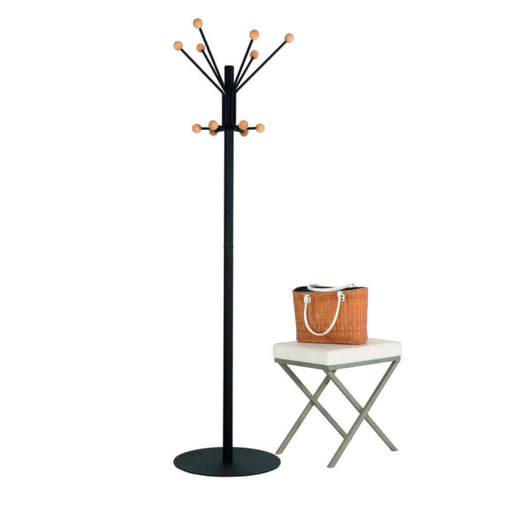 Produktabbildung Nr. 3: Garderobenständer Giant, freistehend, 12 Haken mit Holzknopf, schwarz