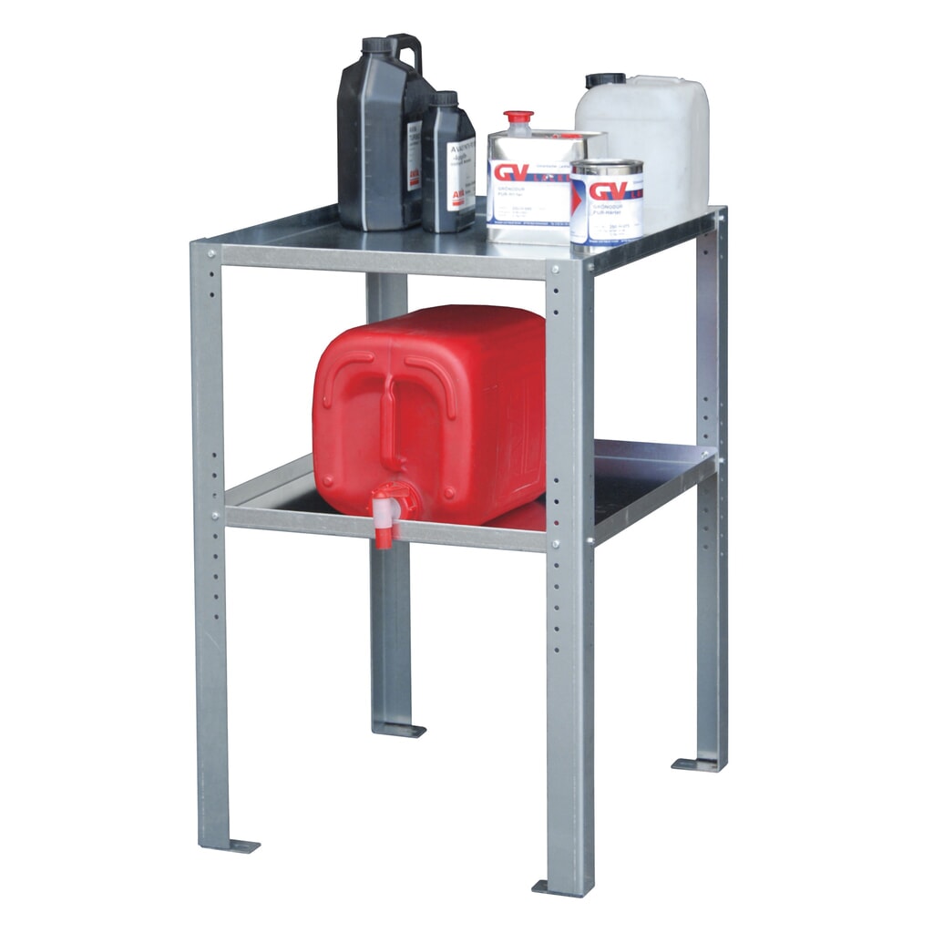 Gebinderegal für Bauer® Auffangwannen, 2 Böden Produktabbildung: Gebinderegal für Bauer® Auffangwannen, 2 Böden