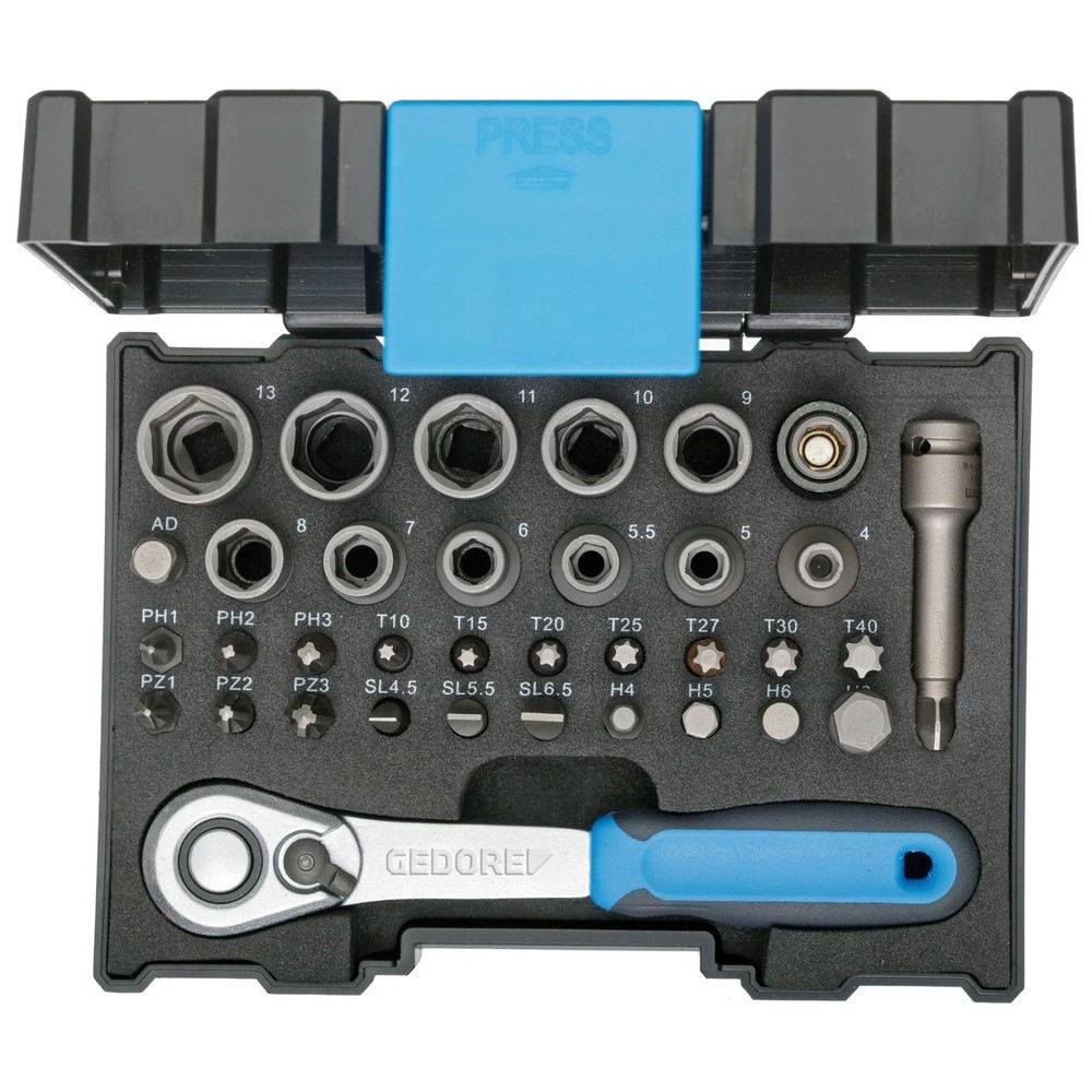 Produktabbildung Nr. 1: GEDORE Bit-Steckschlüsselbox mit Knarre 1/4" 35tlg 666-U-20