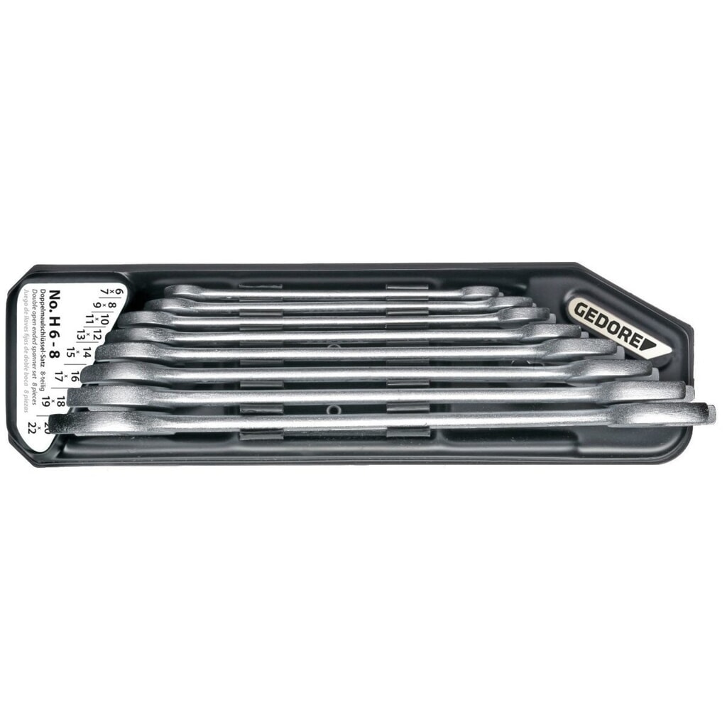 Produktabbildung: GEDORE Doppelmaulschlüssel-Satz im Halter 8-tlg 6-22 mm H 6-8