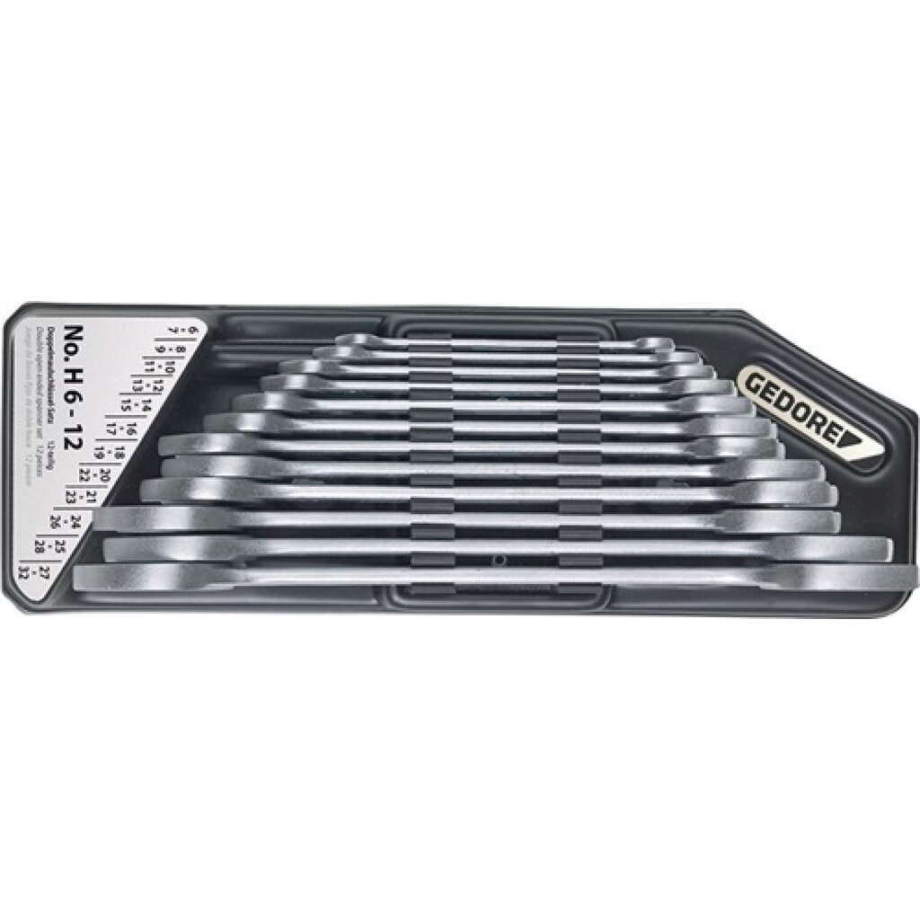 Produktabbildung: Doppelmaulschlüsselsatz H 6-120 12tlg.SW6-32mm CV-Stahl verchr.GEDORE