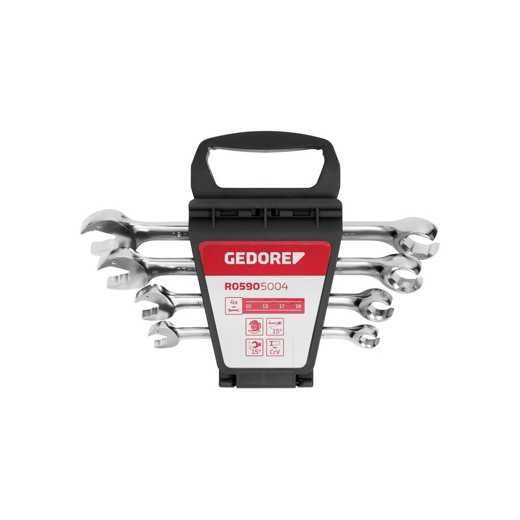 GEDORE red Ringratschenmaulschl.offen 10-19mm 4tlg R05905004 Produktabbildung: GEDORE red Ringratschenmaulschl.offen 10-19mm 4tlg R05905004