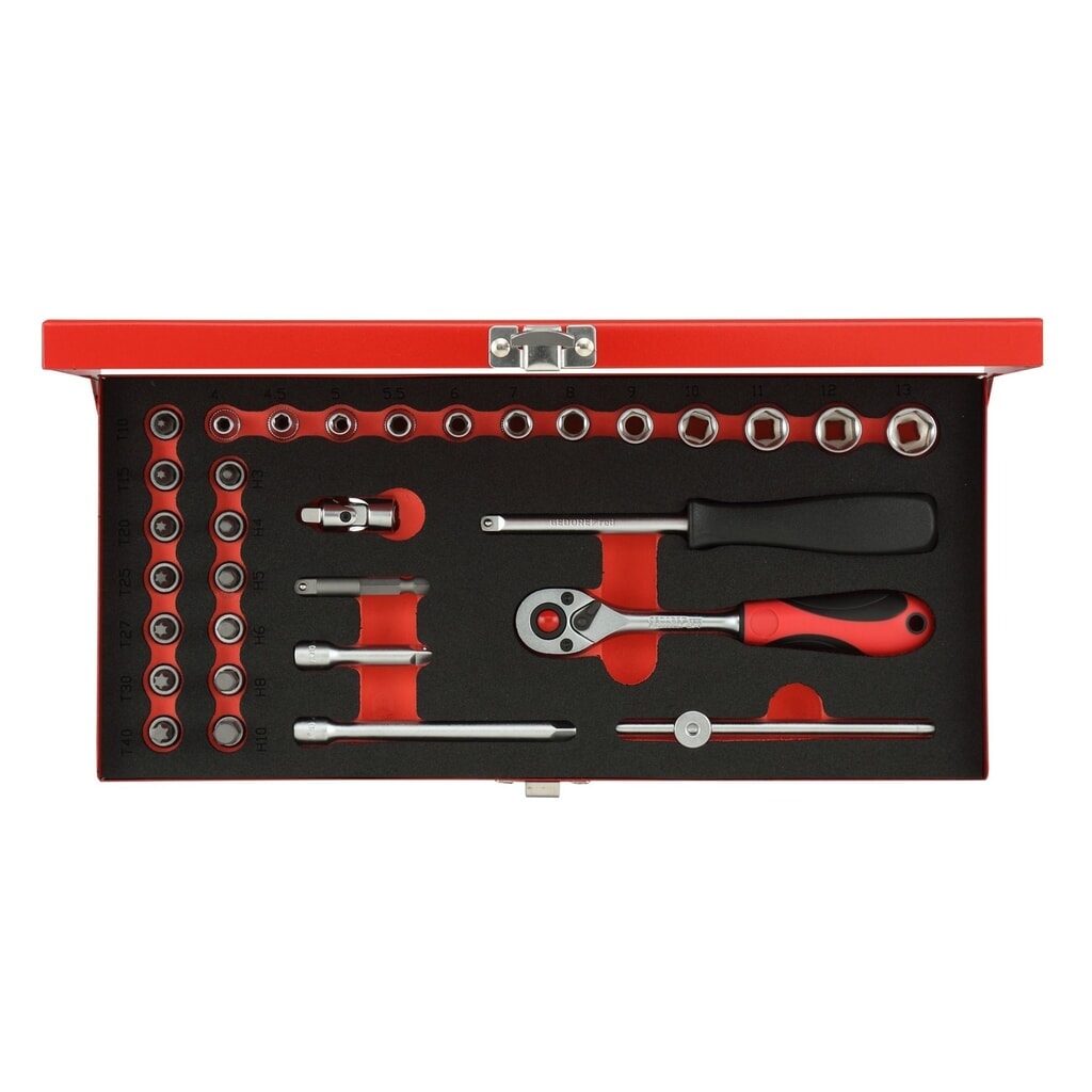 GEDORE red Steckschl.Satz 1/4 SW4-13mm 32tlg R49014033 Produktabbildung: GEDORE red Steckschl.Satz 1/4 SW4-13mm 32tlg R49014033