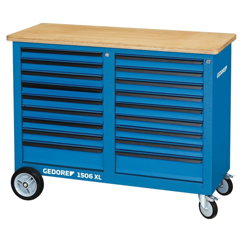 GEDORE Rollwerkbank 1,25 m breit mit 2x 9 Schubladen 1506 XL 2810 Produktabbildung: GEDORE Rollwerkbank 1,25 m breit mit 2x 9 Schubladen 1506 XL 2810