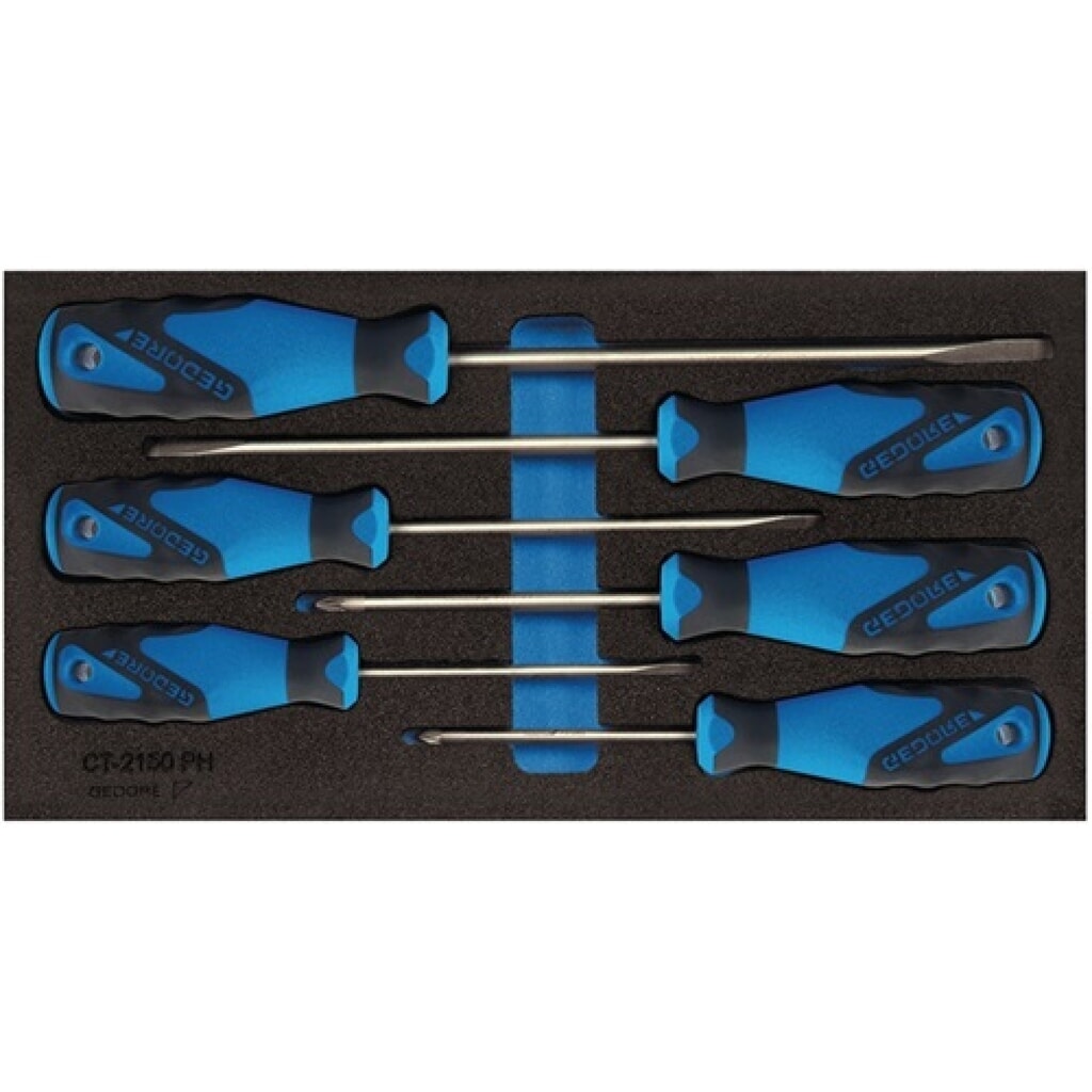 Werkzeugmodul 1500 CT1-2150 PZ T310xB157,5mm 6-tlg.Schraubendreher m.3K-Griff Produktabbildung: Werkzeugmodul 1500 CT1-2150 PZ T310xB157,5mm 6-tlg.Schraubendreher m.3K-Griff