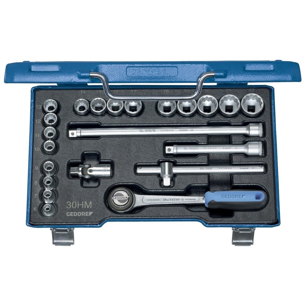 GEDORE Steckschlüssel-Satz 3/8" 22-tlg UD-Profil 6-22 mm D 30 HMU-3 Produktabbildung: GEDORE Steckschlüssel-Satz 3/8" 22-tlg UD-Profil 6-22 mm D 30 HMU-3