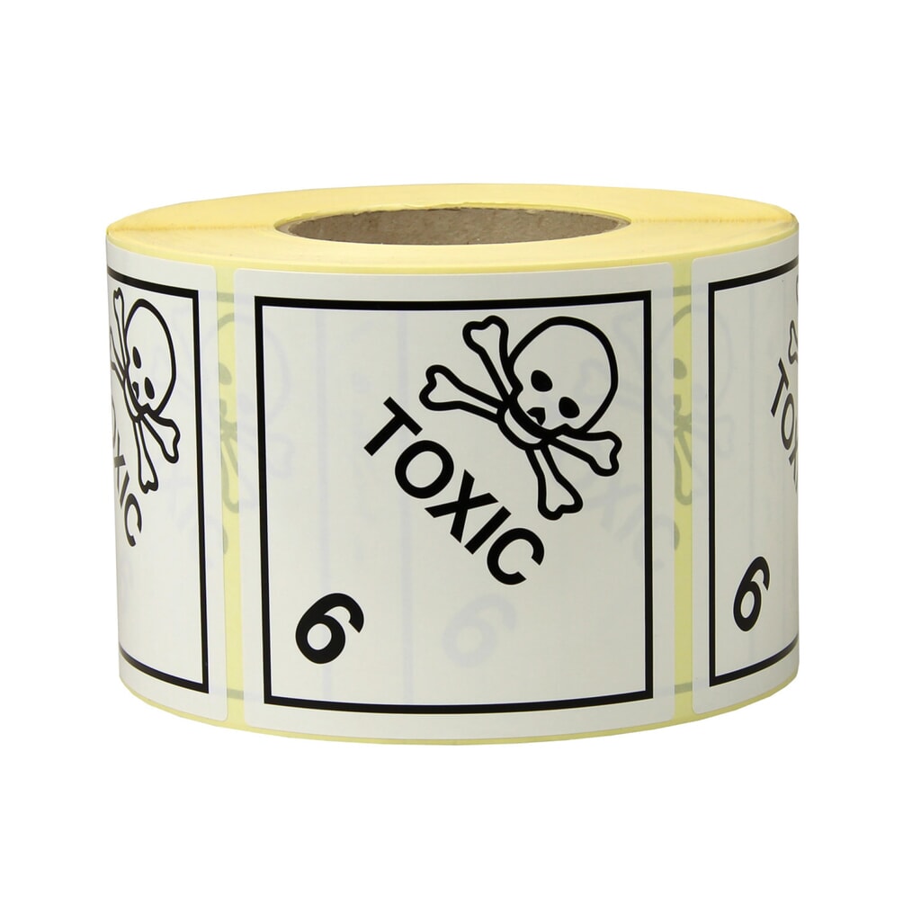 Gefahrgut-Etiketten, 100 x 100 mm, aus Papier, mit Aufdruck/Symbol, "Toxic" Produktabbildung: Gefahrgut-Etiketten, 100 x 100 mm, aus Papier, mit Aufdruck/Symbol, "Toxic"