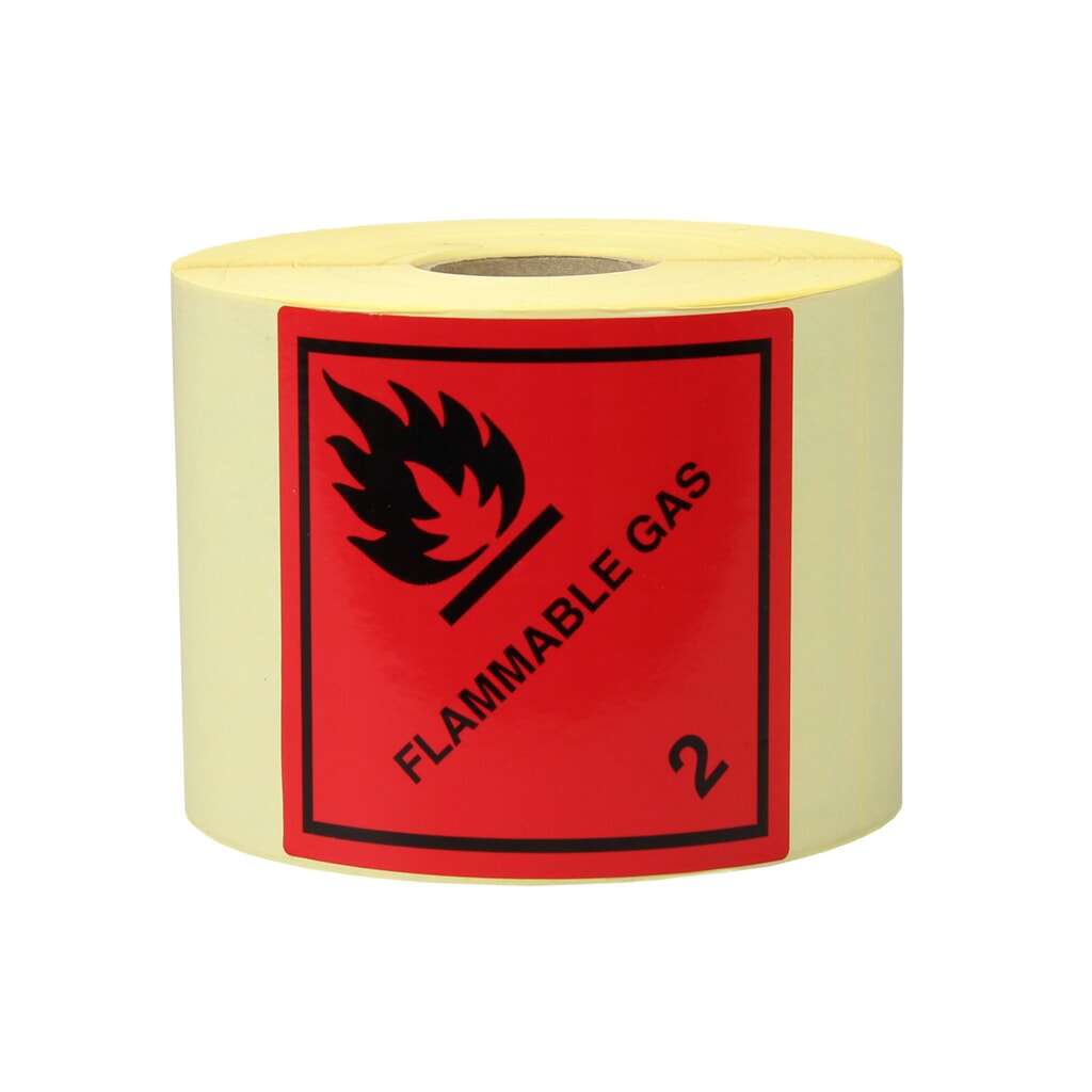 Gefahrgut-Etiketten, 100 x 100 mm, mit Aufdruck/Symbol, "Flammable Gas" Produktabbildung: Gefahrgut-Etiketten, 100 x 100 mm, mit Aufdruck/Symbol, "Flammable Gas"