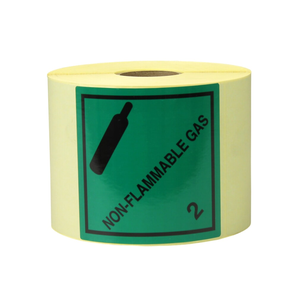 Produktabbildung: Gefahrgut-Etiketten, Papier, 100 x 100 mm, "Non Flammable Gas"