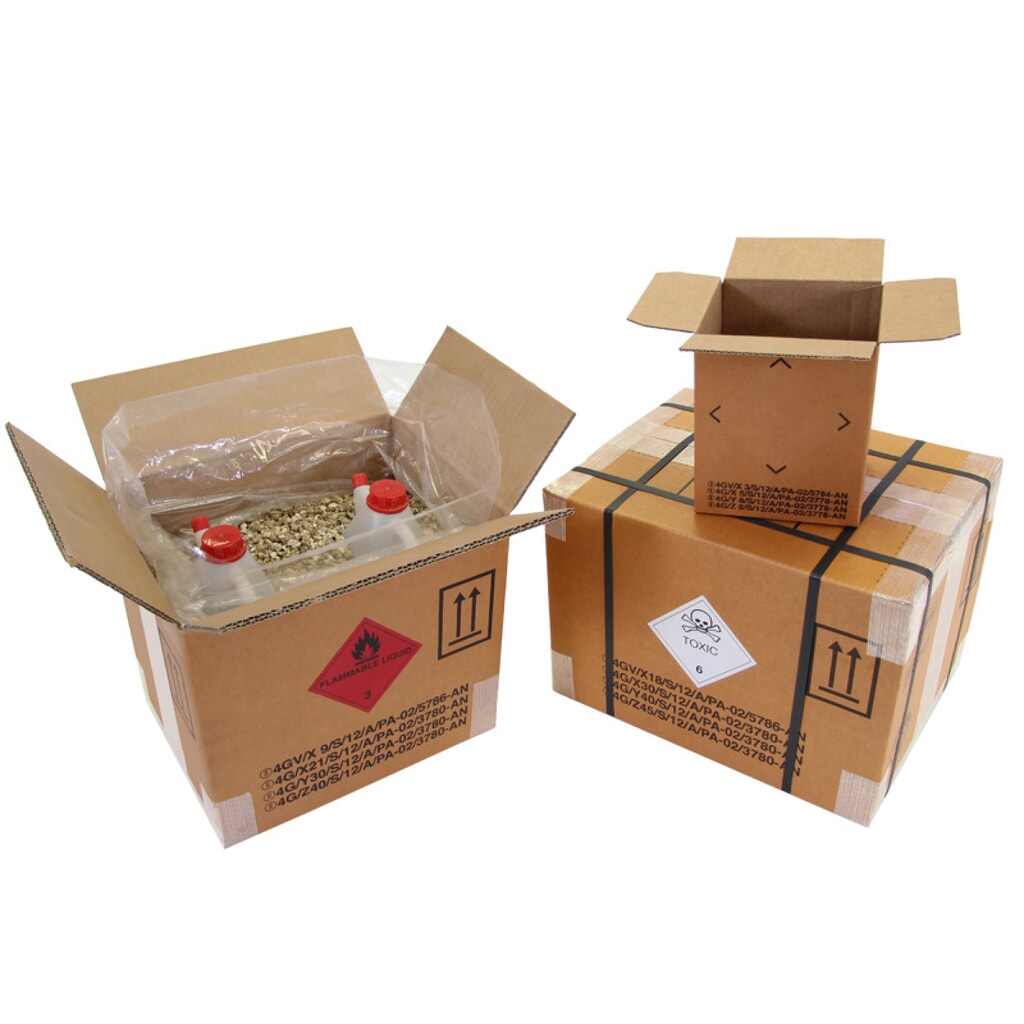 Gefahrgut-Karton 2-wellig, 360 x 260 x 300 mm, Inhalt 28 l, braun Produktabbildung: Gefahrgut-Karton 2-wellig, 360 x 260 x 300 mm, Inhalt 28 l, braun