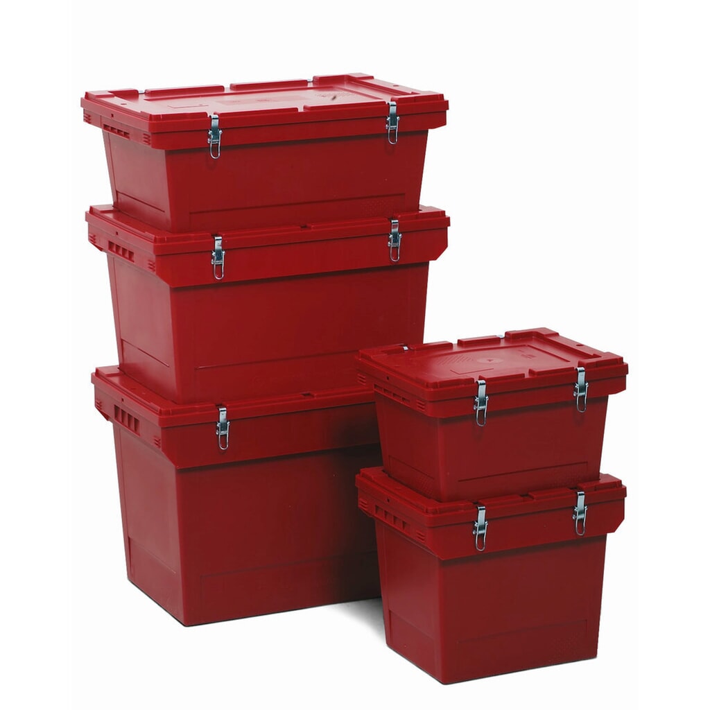 Gefahrgut-Mehrwegbehälter, stapelbar, HxBxT 338 x 310 x 410 mm, 27 l Produktabbildung: Gefahrgut-Mehrwegbehälter, stapelbar, HxBxT 338 x 310 x 410 mm, 27 l