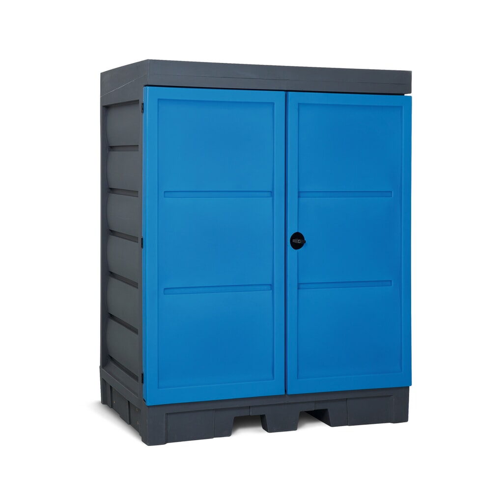 Gefahrstoff-Depot aus PE, HxBxT 1.980 x 1.560 x 1.080 mm, 2x 200 l Produktabbildung Nr. 1: Gefahrstoff-Depot aus PE, HxBxT 1.980 x 1.560 x 1.080 mm, 2x 200 l