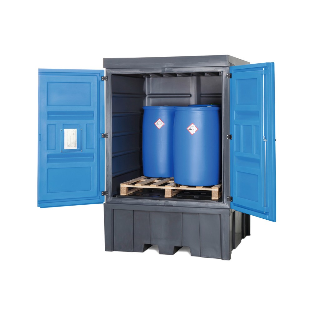 Produktabbildung Nr. 2: Gefahrstoff-Depot aus PE, HxBxT 2.330 x 1.560 x 1.550 mm, 1x IBC oder 4x 200 l
