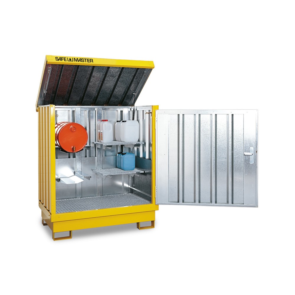 Produktabbildung: SAFE Master® Gefahrstoff-Depot, verzinkt und lackiert, 2x 200 l, HxBxT 1.685 x 1.420 x 1.080 mm, signalgelb