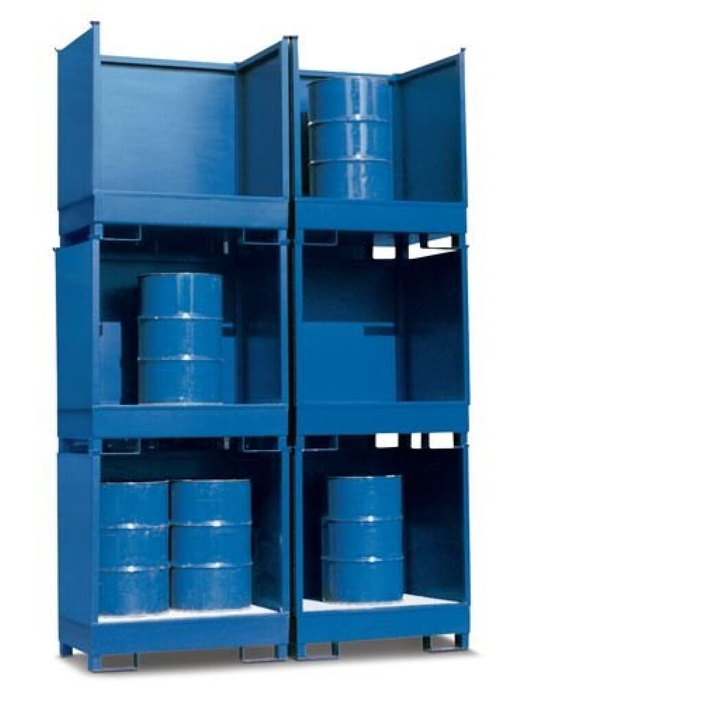 Produktabbildung: Gefahrstoff-Station 2 P2-O, für 2x 200-Liter-Fässer, mit Rahmen, stapelbar, lackiert