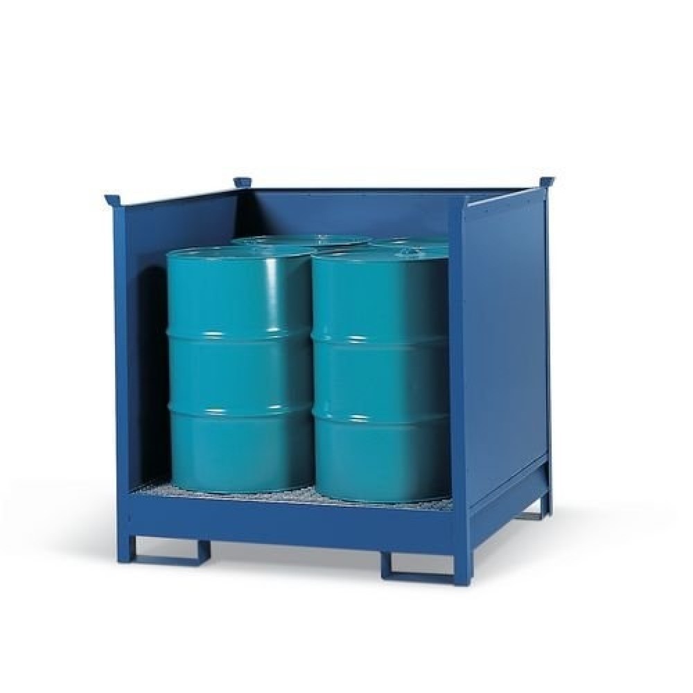 Produktabbildung: Gefahrstoff-Station 4 P2-O, für 4x 200-Liter-Fässer, mit Rahmen, stapelbar, lackiert