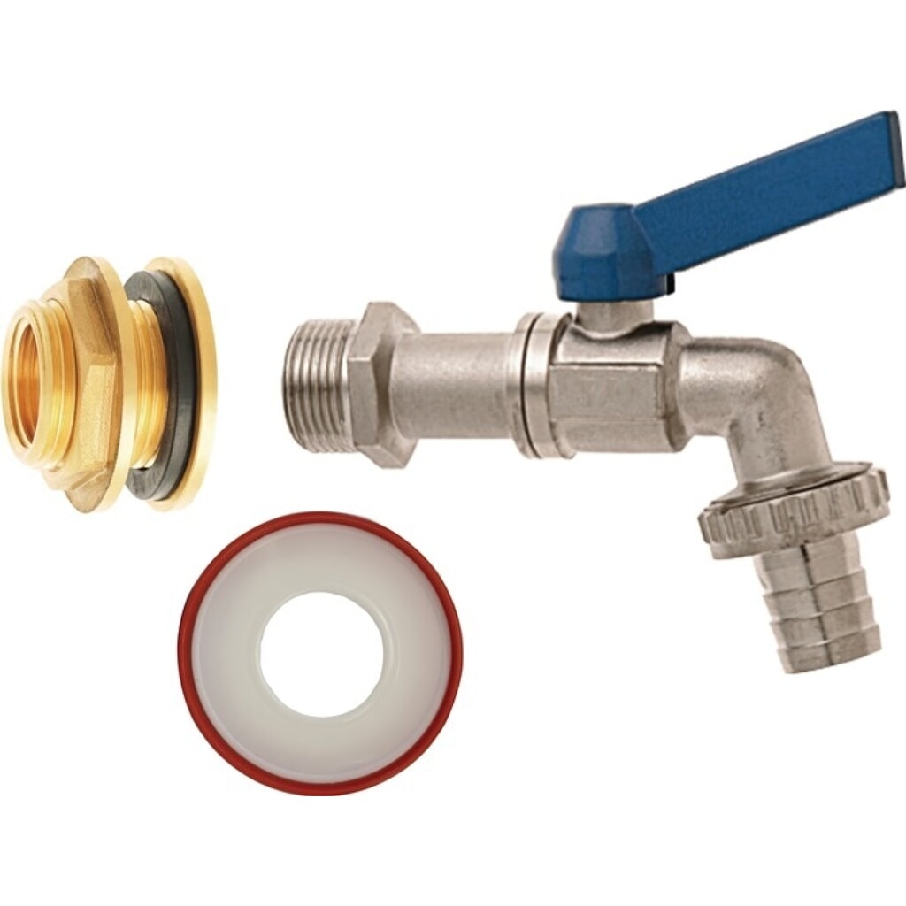Produktabbildung: GEKA Regentonnen-Anschlussset, Außengewinde 3/4 ″, Messing IG 1/2 ″ Nenngröße mm 13, Nenngröße 1/2 ″