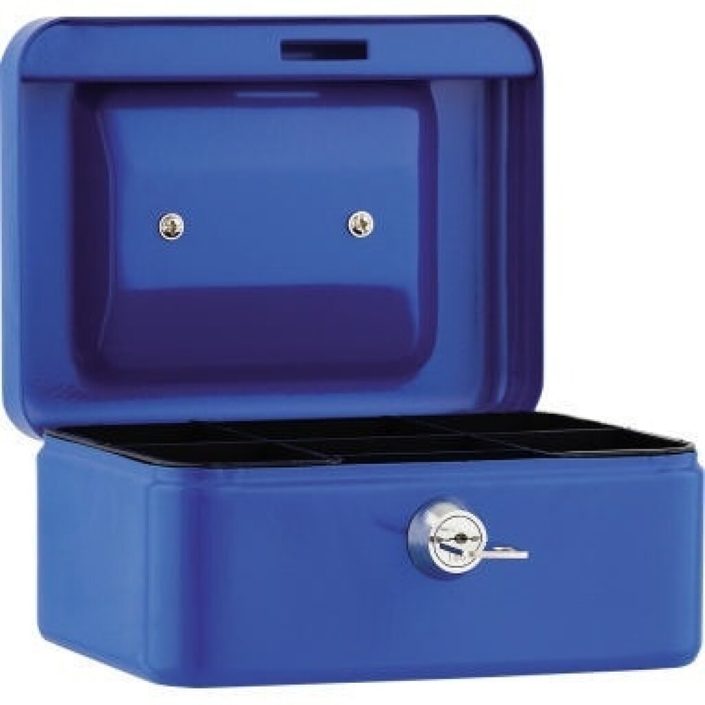 Produktabbildung: Geldkassette 15,2x8x11,5cm 5Fächer blau