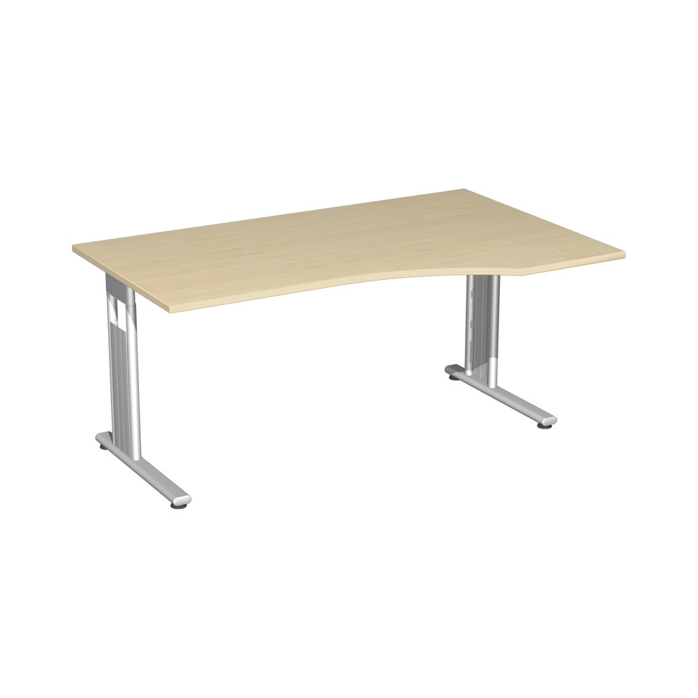 Produktabbildung: Geramöbel Büro-Schreibtisch Lissabon, C-Fuß-Gestell, PC-Form-Tischplatte rechts, BxT 1.800 x 1.000 mm, Ahorn