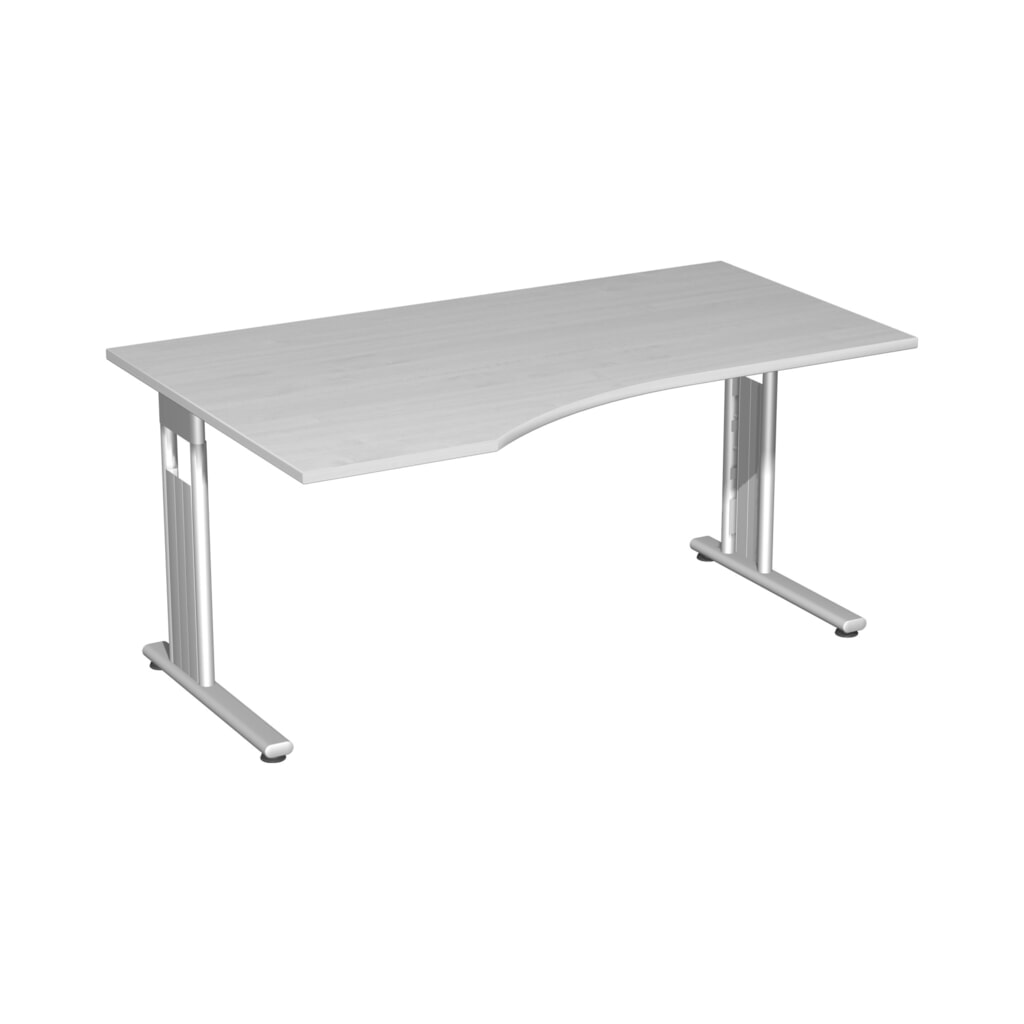 Produktabbildung: Geramöbel Büro-Schreibtisch Lissabon, C-Fuß-Gestell, PC-Form-Tischplatte links, BxT 1.800 x 1.000 mm, Ahorn
