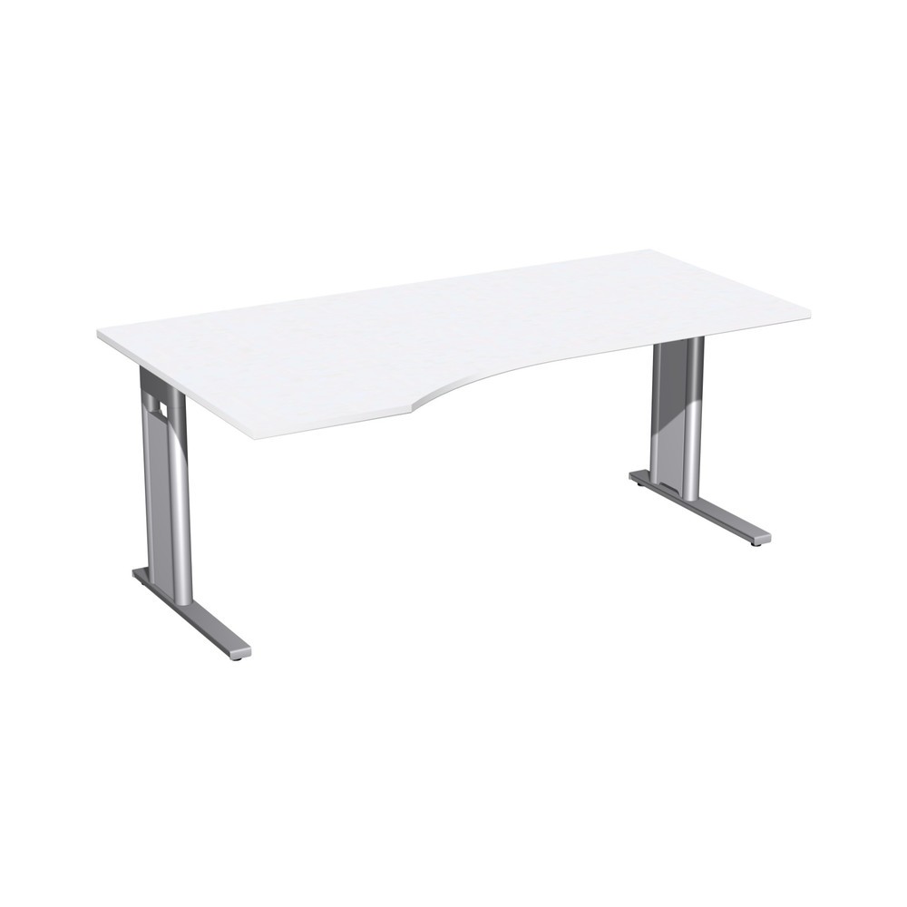 Produktabbildung: Geramöbel Büro-Schreibtisch Profi, C-Fuß-Gestell, PC-Form-Tischplatte links, BxT 1.800 x 1.000 mm, weiß