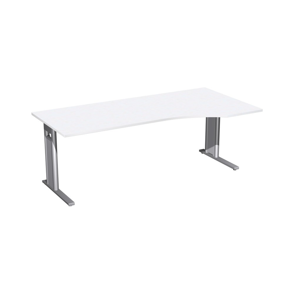 Produktabbildung: Geramöbel Büro-Schreibtisch Profi, C-Fuß-Gestell, PC-Form-Tischplatte rechts, BxT 2.000 x 1.000 mm, weiß