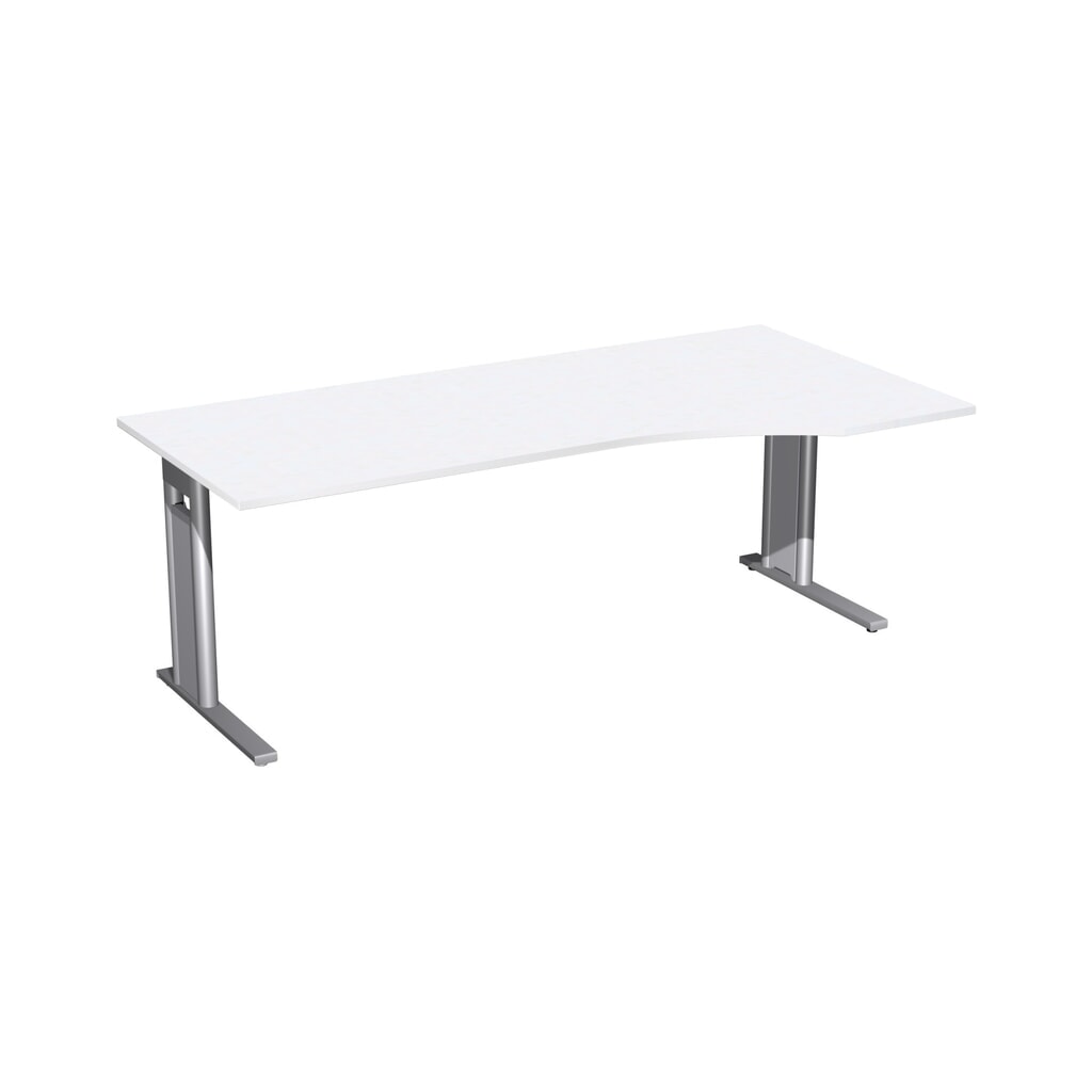 Geramöbel Büro-Schreibtisch Profi, C-Fuß-Gestell, PC-Form-Tischplatte rechts, BxT 2.000 x 1.000 mm, weiß Produktabbildung: Geramöbel Büro-Schreibtisch Profi, C-Fuß-Gestell, PC-Form-Tischplatte rechts, BxT 2.000 x 1.000 mm, weiß