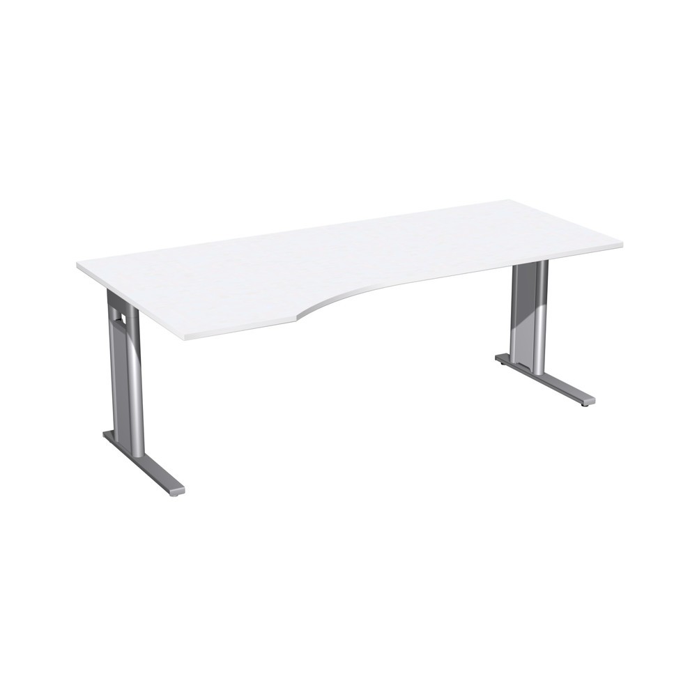Produktabbildung: Geramöbel Büro-Schreibtisch Profi, C-Fuß-Gestell, PC-Form-Tischplatte links, BxT 2.000 x 1.000 mm, weiß