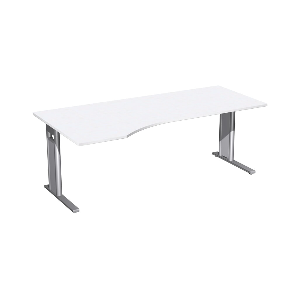 Produktabbildung: Geramöbel Büro-Schreibtisch Profi, C-Fuß-Gestell, PC-Form-Tischplatte links, BxT 2.000 x 1.000 mm, weiß