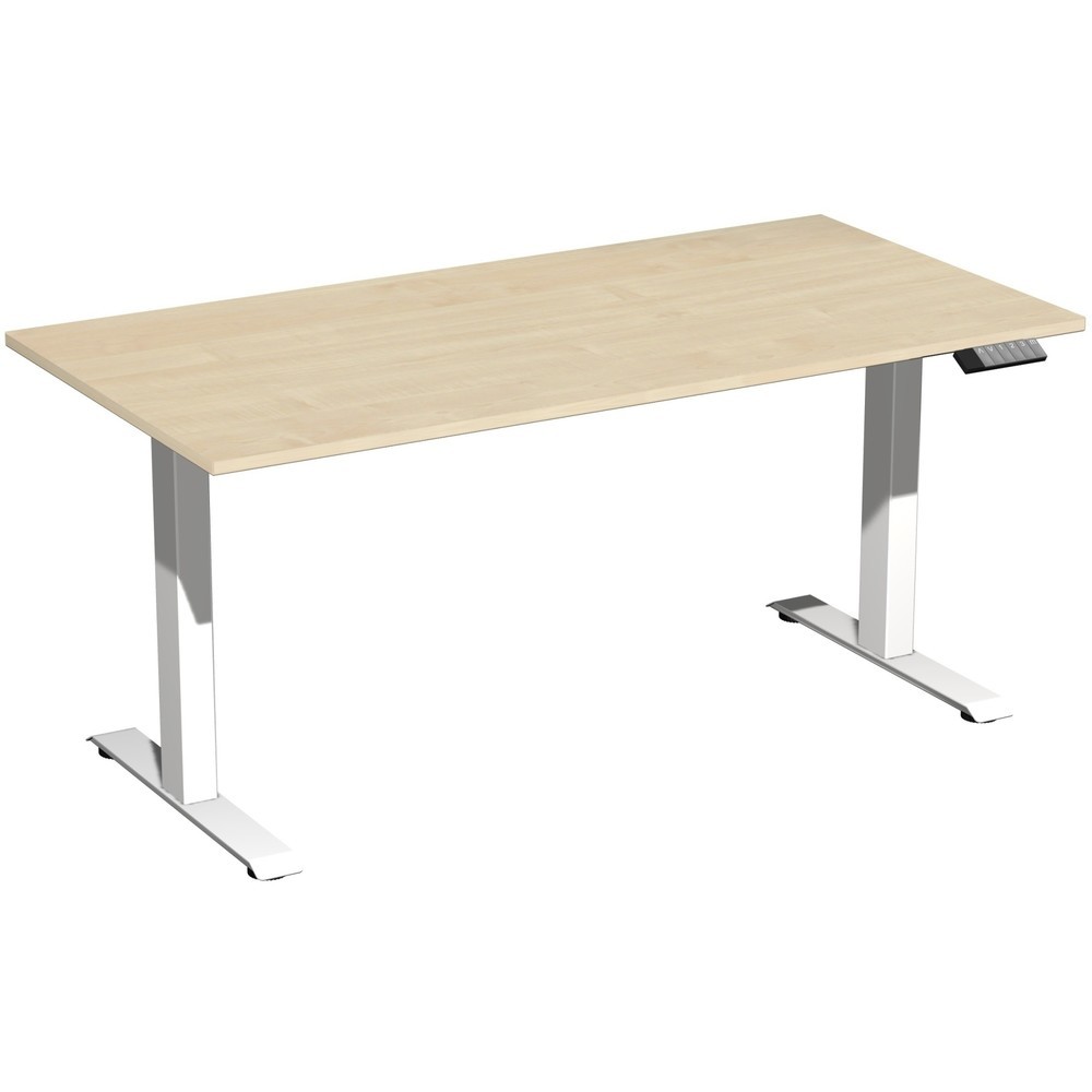 Produktabbildung: Geramöbel Schreibtisch Elevate Plus, elektrisch höhenverstellbar, HxBxT 630-1.280 x 1.600 x 800 mm, Ahorn/weiß