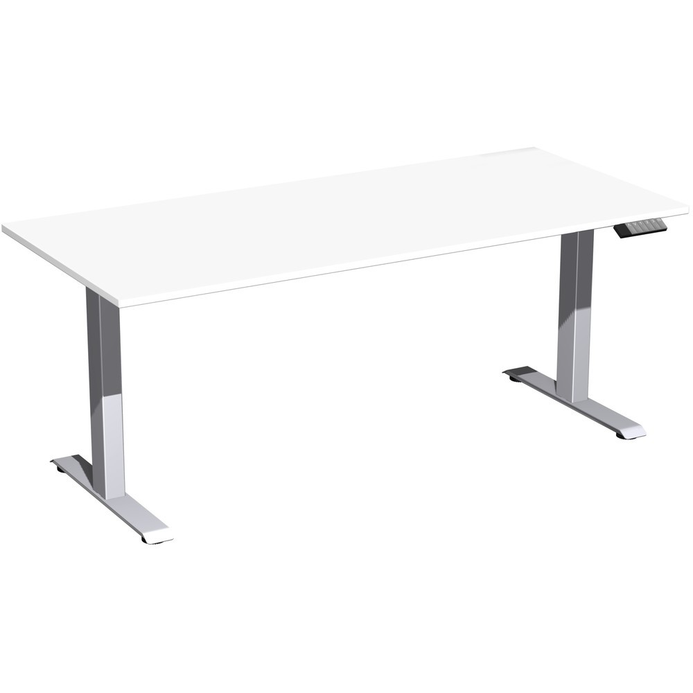 Produktabbildung: Geramöbel Schreibtisch Elevate Plus, elektrisch höhenverstellbar, HxBxT 630-1.280 x 1.800 x 800 mm, weiß/silber