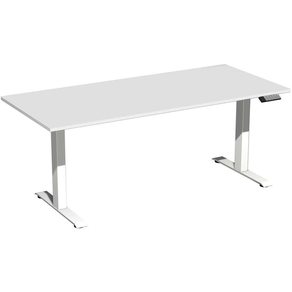 Produktabbildung: Geramöbel Schreibtisch Elevate Plus, elektrisch höhenverstellbar, HxBxT 630-1.280 x 1.800 x 800 mm, lichtgrau/weiß