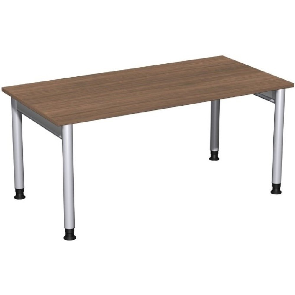 Produktabbildung Nr. 1: Geramöbel Manuell höhenverstellbarer Schreibtisch Profi, 4-Fuß-Gestell, BxT 1.600 x 800 mm, Nussbaum