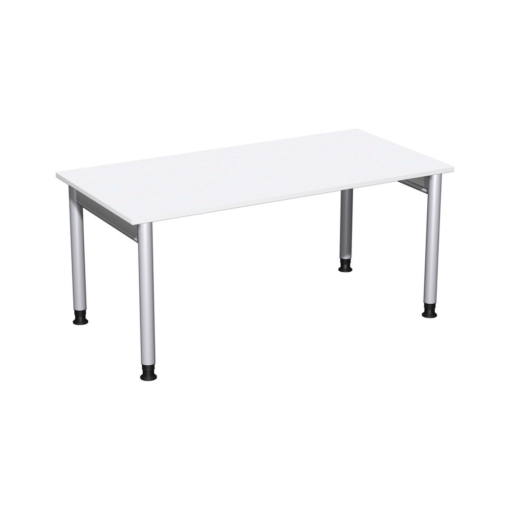 Produktabbildung: Geramöbel Manuell höhenverstellbarer Schreibtisch Profi, 4-Fuß-Gestell, BxT 1.600 x 800 mm, weiß